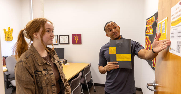 Career coach meeting with a student